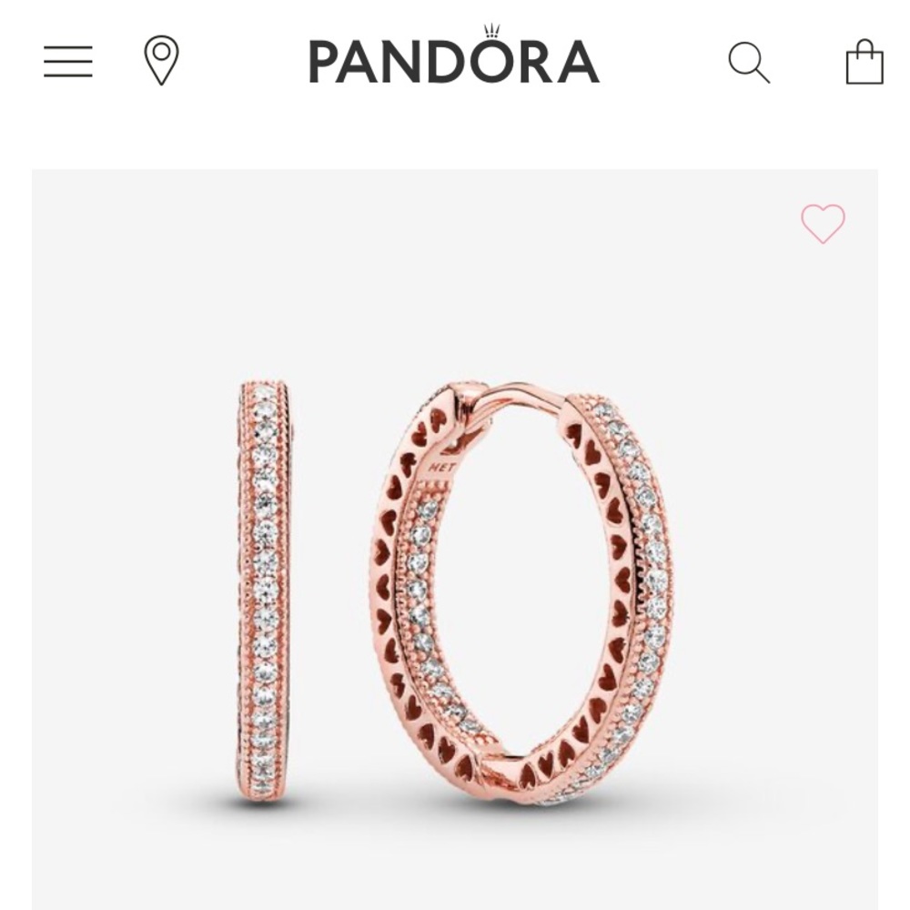 New Pandora Rose Gold Sparkle&Heart Earrings